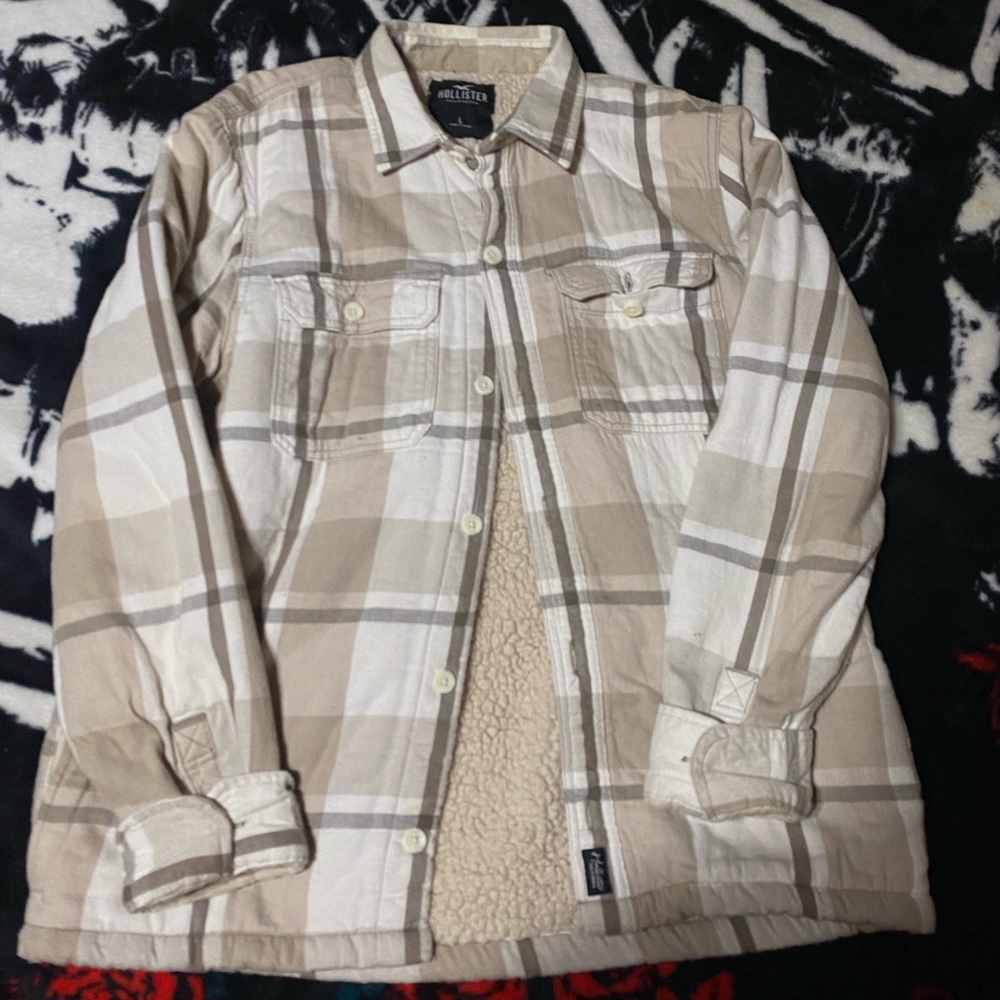 furry inside tan flannel coat